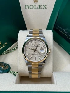 Rolex Datejust 36 NEW 2023 Champagne Motif Palm Dial 126233 Yellow Gold Oyster - Picture 1 of 6