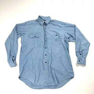 Vintage Polo By Ralph Lauren Mens Dungaree Workshirt Denim Sz L Button Down Blue - Picture 1 of 6