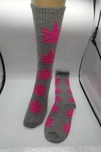 Grey Socks unisex multicolor pink leaf - Picture 1 of 7