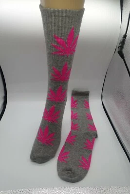 Grey Socks unisex multicolor pink leaf  - Image 1 of 4