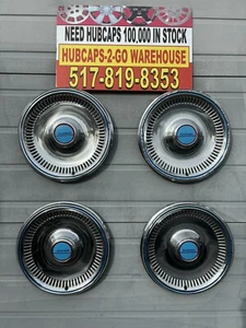 15” Airstream Hubcaps Stainless Set 4 Used Blue/Black/Red Retro 1959-83 Vintage - Picture 1 of 12