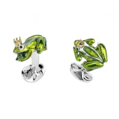 Deakin & Francis Sterling Silver and Enamel Frog Prince Cufflinks - Image 1 of 4