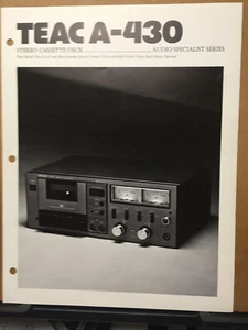 Vtg TEAC Catalog Insert ~ A-430 Cassette Tape Deck 1979 ~ Original - Picture 1 of 2