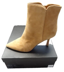 NUEVO J Crew 11 M 41.5 Niño Gamuza Dama Botín Tacón Café Latte BM705 con Tubería - Imagen 1 de 23