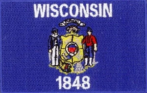 Wisconsin USA State Flag Embroidered Patches 3.5"x2.25" iron-on - Picture 1 of 1