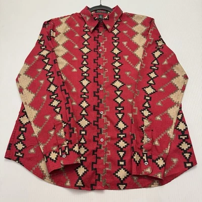 Lauren Ralph Lauren Womens Southwest Print Button Up Blouse Shirt Red XLarge - Image 1 of 4