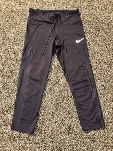 Nike Pantaloni Performance con Coulisse e Accenti di Maglia Prugna Viola Small