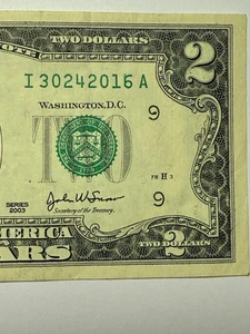 Birthday Note Two Dollar Bill $2 March 24 2016 03/24/2016 Anniversary Novelty - Picture 1 of 10