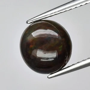 💎 1.46ct 8.2mm Round Cabochon Natural Black Opal - Color Play, Ethiopia Gem - Picture 1 of 4