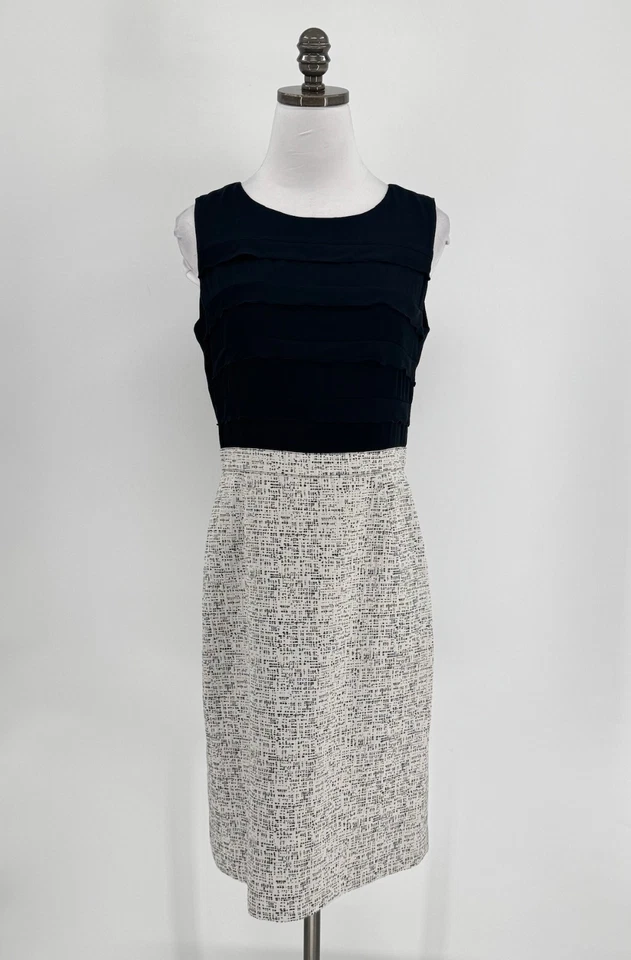 Vestido Vaina Armani Collezioni Negro Blanco Bloque de Color Volantes Sin Mangas Talla 8 Foto 1 de 4