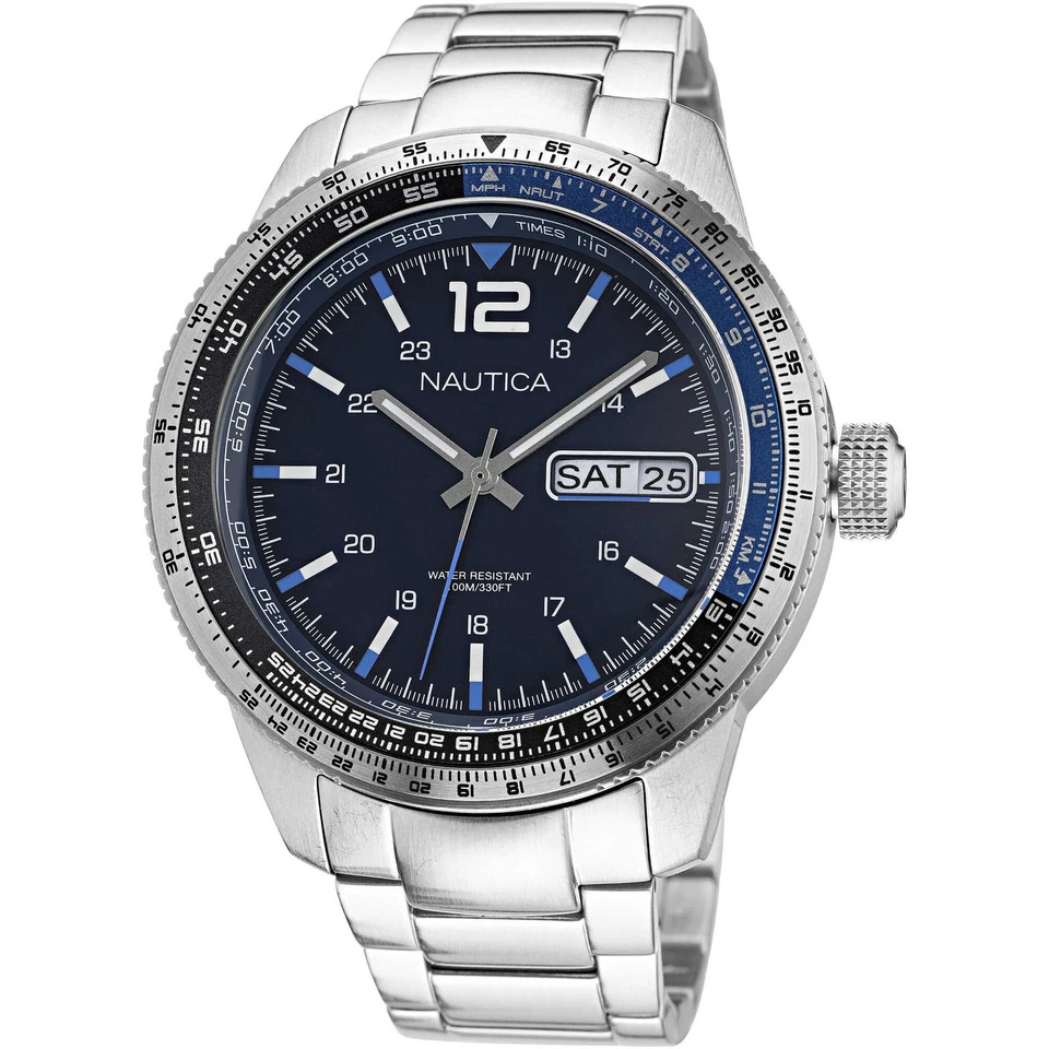 Mens Wristwatch NAUTICA PIER 39 NAPP39F10 Stainless Steel Blue Sub 100mt - image 1 of 1