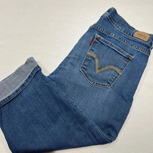 Levi's 515 Cuffed Capri Jeans Sz 8 Medium Wash Stretch Mid Rise Stretch - Picture 1 of 6