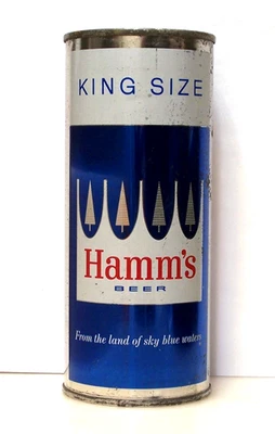 **Sharp c.1960s HAMMS "King Size" 16 oz. Lata de cerveza de tapa plana de St. Paul MN Foto 1 de 4