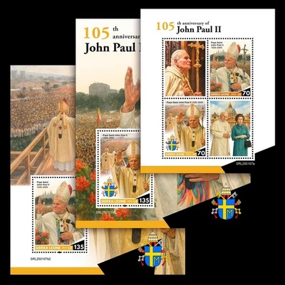 Pope John Paul II 105th Anniversary MNH Stamps 2025 Sierra Leone M/S + 2 S/S - Image 1 of 4
