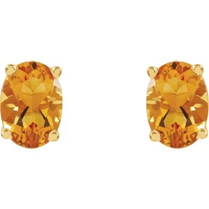 Ohrstecker 14 Kt Gelbgold ovaler Citrin - Bild 1 von 2