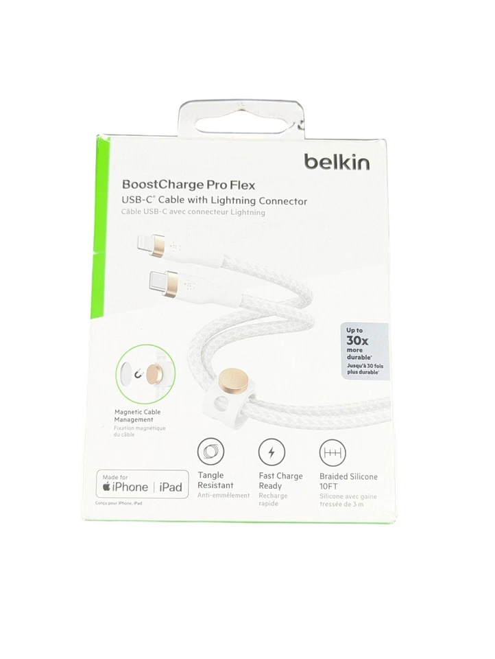 Aa3O Belkin BoostCharge Pro Flex USB-C Lightning Connector Cable + Strap Magnet - Image 1 of 2