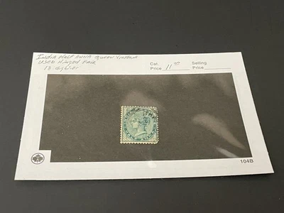 Sello con bisagras usado de media Anna Queen Victoria de la India de 1880 - buen estado Foto 1 de 4