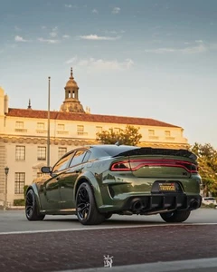 BLACKED OUT 2 Piece SRT SCATPACK DODGE CHARGER Hellcat Wicker Bill Spoiler 15-23 - Picture 1 of 8