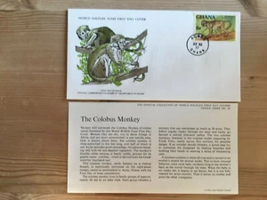 GHANA 1977 FDC WWF COLOBUS MONKEY - Picture 1 of 1
