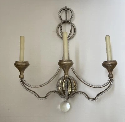 Aplique de pared Niermann Weeks Danieli cristal hierro cuentas 3 luces 28” ÚNICO Foto 1 de 4