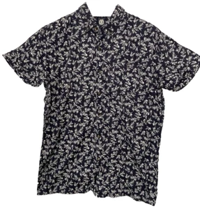 Element Black/Beige Casual Short Sleeve Cotton Button Pocket Shirt Mens Small - Picture 1 of 9