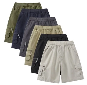 Mens Cargo Shorts Lightweight Pocket Pull Up Quality Elasticated Summer Cotton - Picture 1 of 13