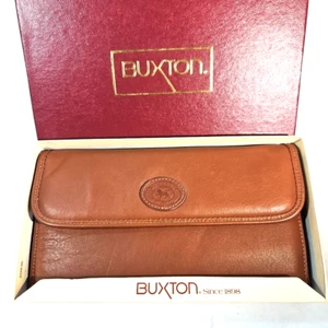 Buxton Tan Premier Leather Clutch Wallet Organizer Credit Card ID Pic Holder NOS - Picture 1 of 10