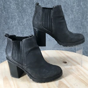 Sam & Libby Boots Womens 8.5 Chelsea Black leather Block Heels Pull On Casual - Picture 1 of 17