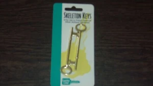 New Lucky Line 2 Pack Skeleton Key Brass Plated Zinc Keys Notched Tip #87102 - Picture 1 of 2