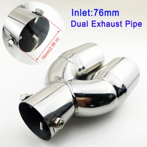 Chrome Universal Rear Muffler Tip Tail Pipe Exhaust For Diameter 76mm 2.99 Inch - Picture 1 of 9
