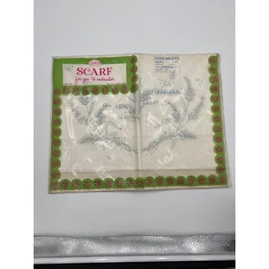 Vintage Wonder Art Embroidery Scarf Kit 100% Cotton Perle Edge 40"W Fixler Bros - Picture 1 of 6