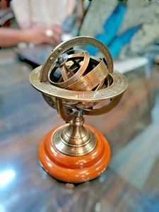Mesa armilar de latón náutico esfera mundial globo vintage 5,5 pulgadas - Imagen 1 de 8