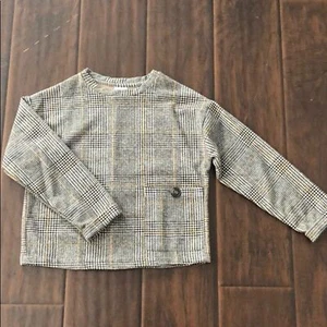 Never Worn ZARA Girls Plaid Houndstooth Print Brushed Knit Top 7 - Picture 1 of 7
