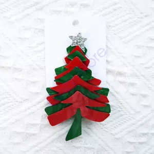 Acrylic Christmas Tree Santa Claus Snowman Brooch Pin Xmas Party Women Men - Picture 1 of 19