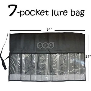Qty 1 Black Fishing 7 Pocket Lure bag Roll-up Trolling TACKLE Storage Jig bags - Picture 1 of 6