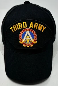 THIRD ARMY BLACK HAT SNAPBACK TRUCKER CAP ADULT ADJUSTABLE - Picture 1 of 4