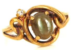 VTG BEAUTIFUL 10K YELLOW GOLD SIGNED JTC BLACK STAR SAPPHIRE RING S6 2.9 GRAMS - Picture 1 of 2