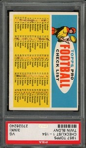 1957 Topps Football Checklist 1-154 Twin Blony PSA 3 (MK)