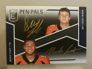 2019 Panini Donruss Elite Drew Lock Noah Fant Pen Pals Gold Auto Denver Broncos - Picture 1 of 2