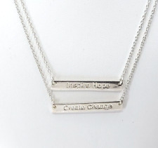 Quotes Inspire Hope Create Change Sterling Silver Bar Pendant Lot of 2 Necklaces