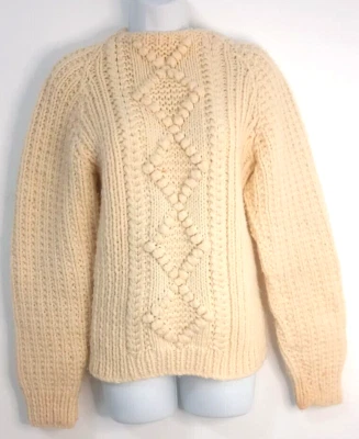 Suéter Hecho a Mano Para Mujer S Pequeño Grueso Raglán Manga Larga Pullover Marfil Foto 1 de 4