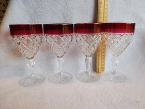 4 copas de vino Christpher Stuart Ruby Flash Regency con tallo de 6,5" ver fotos - Imagen 1 de 5