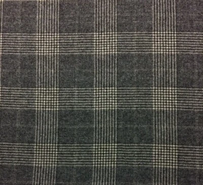 BALLARD DESIGNS GLENN CHARCOAL PLAID HOUNDSTOOTH WOOL FABRIC BY THE YARD 54"W - Image 1 of 4