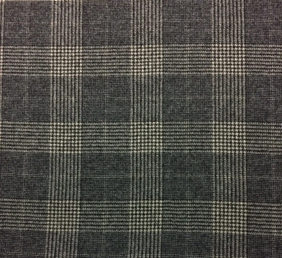 BALLARD DESIGNS GLENN CHARCOAL PLAID HOUNDSTOOTH WOOL FABRIC BY THE YARD 54"W - Image 1 of 4
