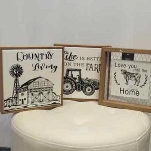 Farmhouse Country Theme Home Decor Placques Set of 3 NWOT - Picture 1 of 6