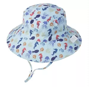 NEW Kids Sunhat for ages 6 months to 2 years Size 50cm Blue Sealife Sun Hat - Picture 1 of 5