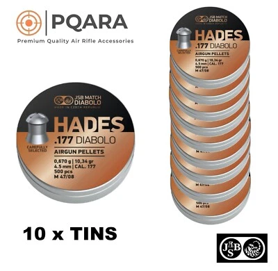JSB Hades Airgun Pellets .177 10 x 500 pcs - 10.34gr Heavy Hunting Rifle Pistol - Image 1 of 4