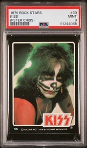 PSA 9 MINT 1979 ROCK STARS KISS PETER CRISS #30 44085 DONRUSS AUCOIN B276 - Picture 1 of 2