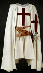 Medieval Tunic & Hooded Cape Cloak Reenactment Dress Crusader Costume LARP - Picture 1 of 15