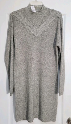 Vestido Suéter Ann Taylor Loft Para Mujer Grande Gris Burbuja Cuello Simulado Tejido Nuevo con Etiquetas Foto 1 de 4